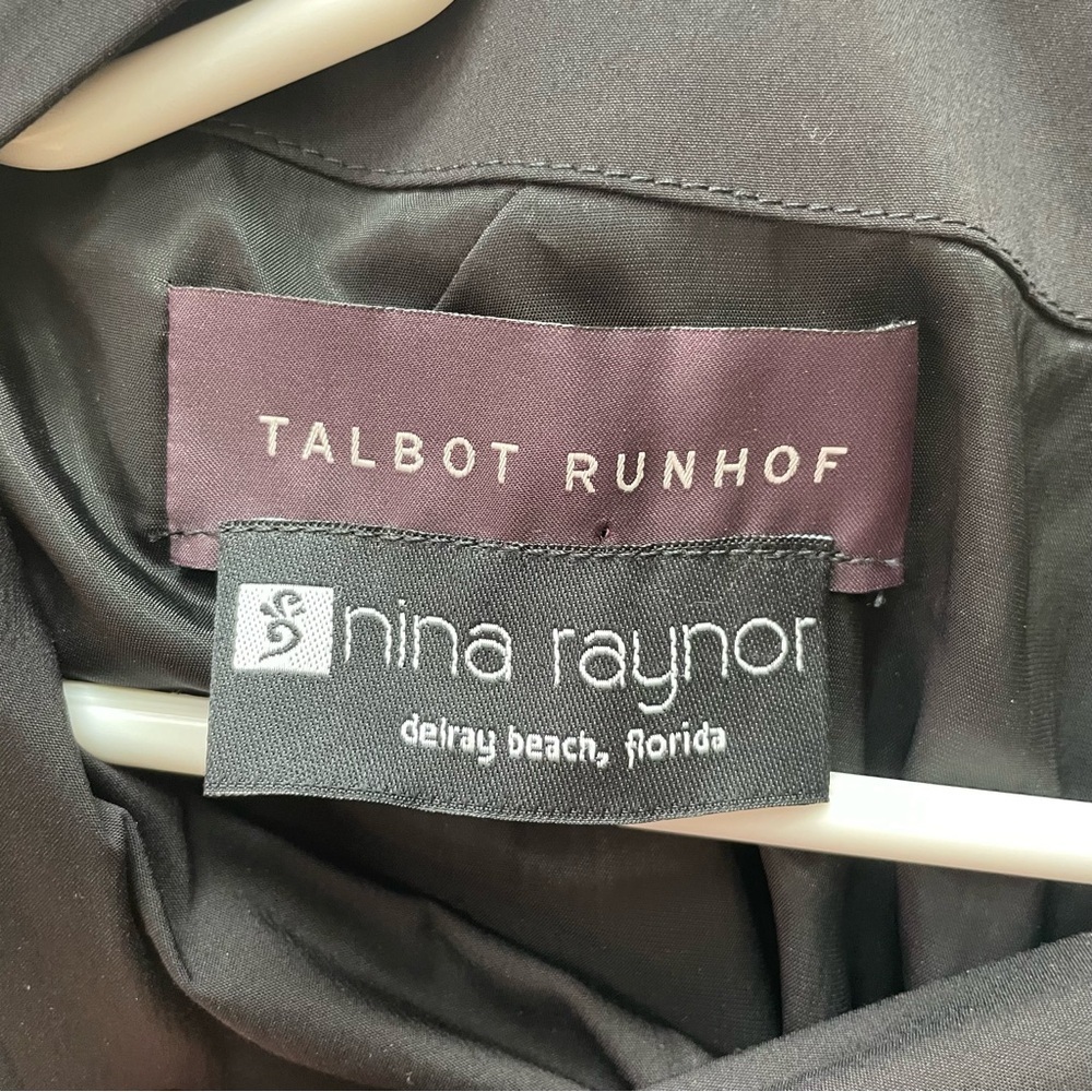 Talbot Runhof Black Cotton Blend Long Peekaboo Sleeve Dress Size 6 - Picture 9 of 11